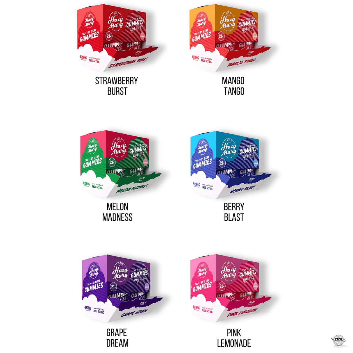 Hazy Mary THC-P + Delta-9 Nano-Infused Gummies – 2 x 420MG Gummies | Sold in 20 Count Display