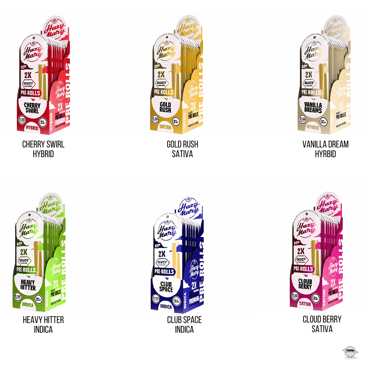 Hazy Mary Premium THCA + THCP Diamond Infused 1.25G Pre-Rolls – 2 Count Mylar | Sold in 10 Count Display