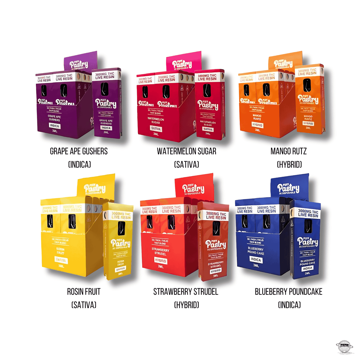 3,000mg Puff Pastry Blend Vape – 3ML Pre-Heat Disposable (5-Count Display)