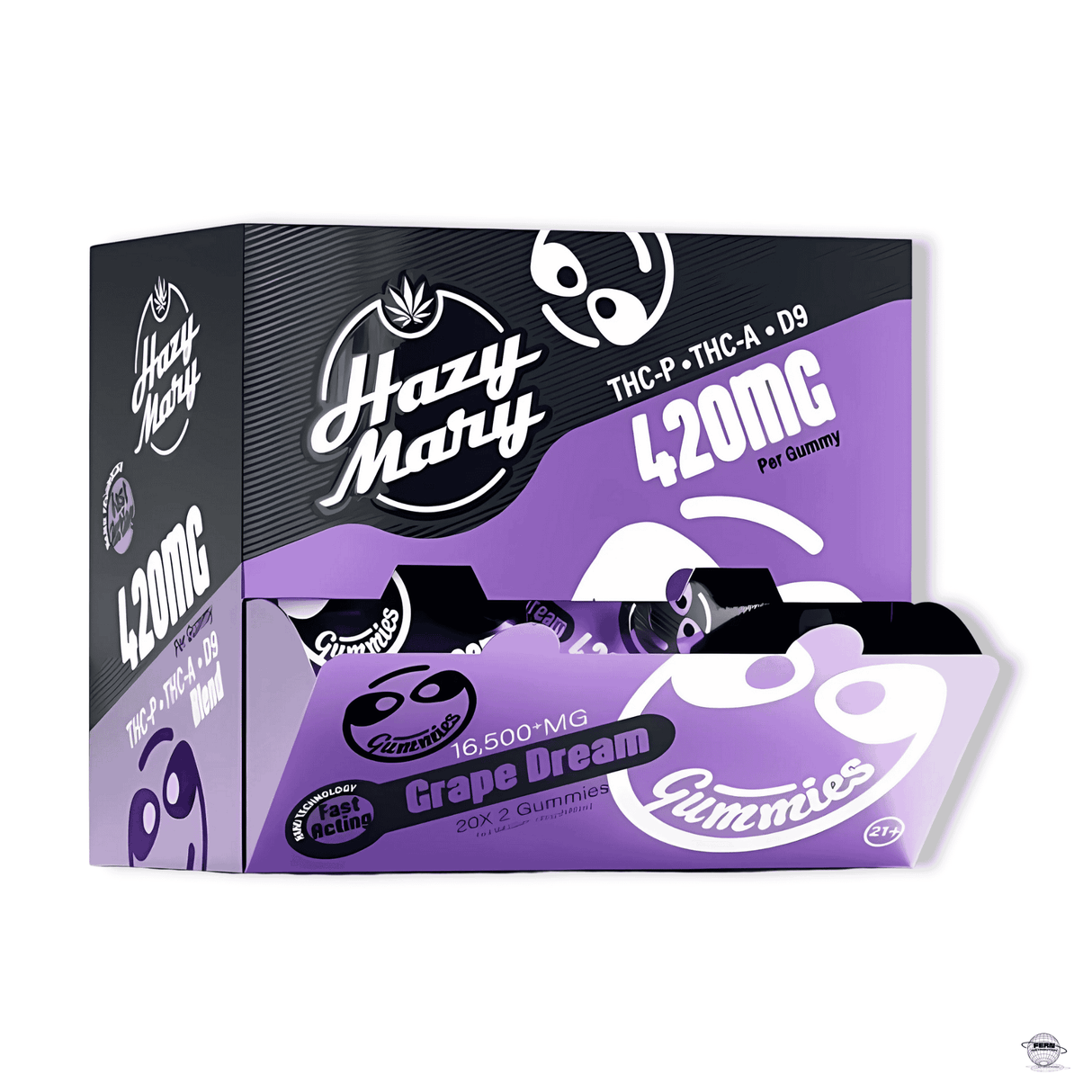 Hazy Mary THC-P + Delta-9 Nano-Infused Gummies – 2 x 420MG Gummies | Sold in 20 Count Display