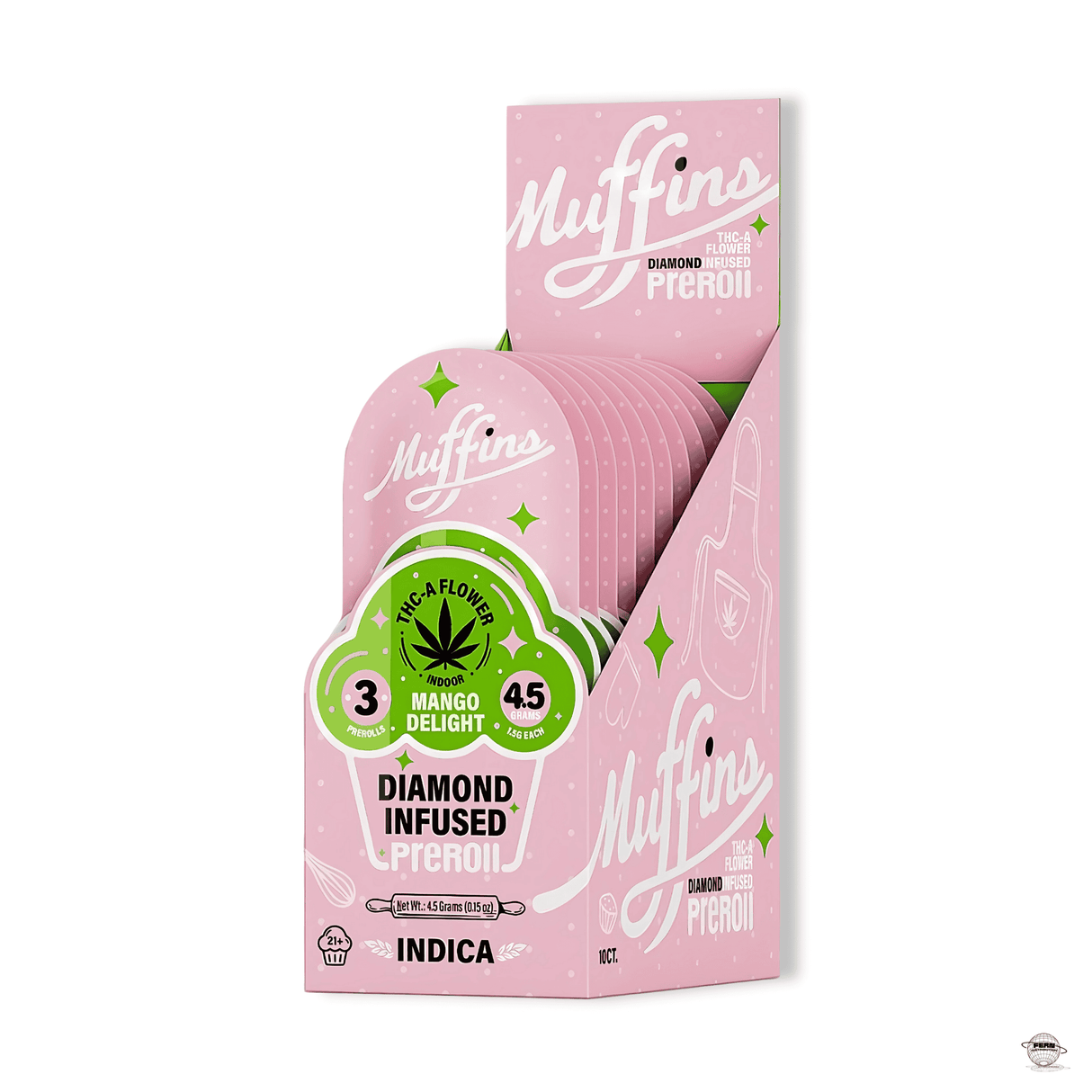 Muffins Diamond Infused THCA Pre-Rolls – 3 x 1G Pre-Rolls | Sold in 10 Count Display
