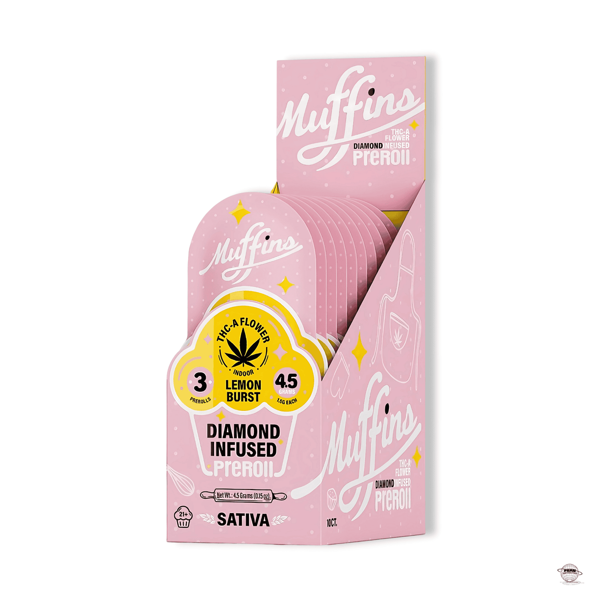 Muffins Diamond Infused THCA Pre-Rolls – 3 x 1G Pre-Rolls | Sold in 10 Count Display